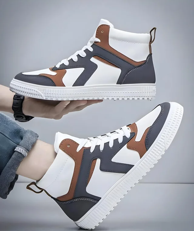 Casual shoes for men white Grey Camel Shoes - White, NID-8
