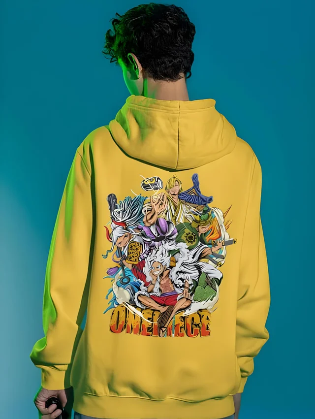 One piece Backprint Anime Hoodies - Yellow, M