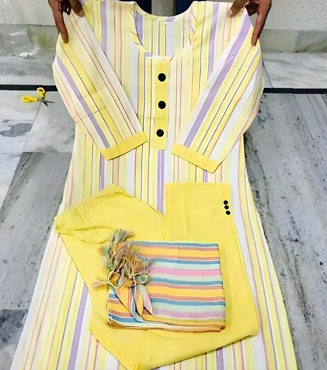 Khadi cotton kurti - Yellow, XL