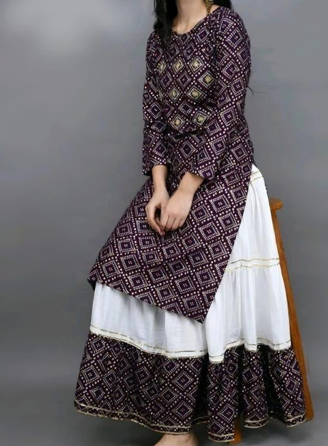 Rayon Printed Kurta With Bottom - Revolver, L