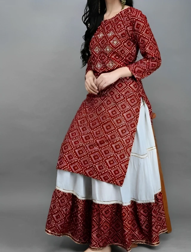 Rayon Printed Kurta With Bottom - Revolver, L