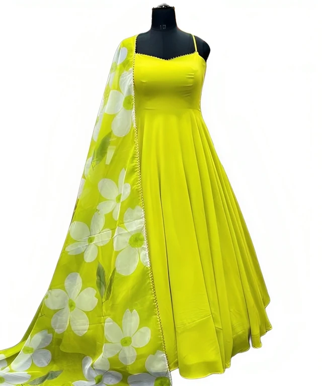 NEW DESIGNER PARTY WEAR LOOK GOWNName: NEW DESIGNER PARTY WEAR LOOK GOWN - Electric Lime, L