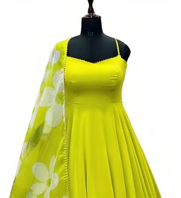 NEW DESIGNER PARTY WEAR LOOK GOWNName: NEW DESIGNER PARTY WEAR LOOK GOWN - Electric Lime, L