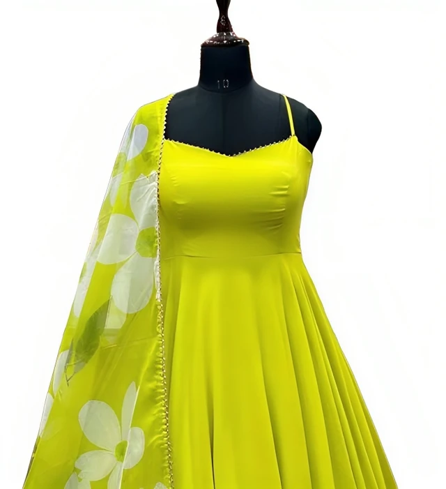 NEW DESIGNER PARTY WEAR LOOK GOWNName: NEW DESIGNER PARTY WEAR LOOK GOWN - Electric Lime, L