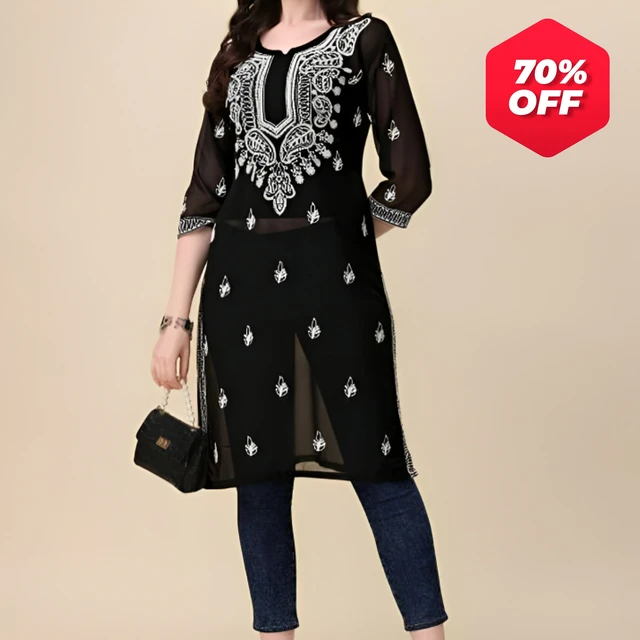 Aakarsha Drishya Kurtis - Black, L