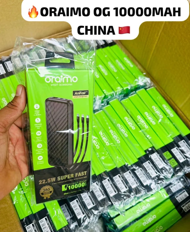 ORAIMO ORGINAL 10000MAH POWER BANK 22.5W SUPER FAST 3 CABLE IPHONE TYPE -C V8
