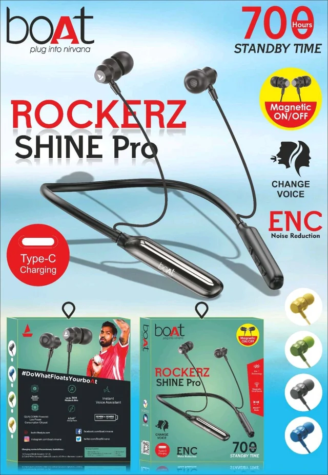 Boat Rockerz Shine Pro Enc Noise Reduction/Change Volume Magnetic 🧲 On/Off'