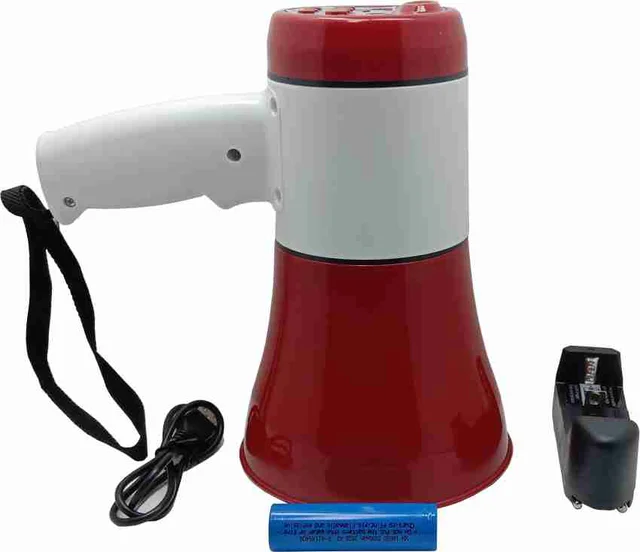 Megaphone Speaker PA Bullhorn W Built-in Siren - Adjustable Volume, 800 Yard Range - Ideal for Football, Soccer, Baseball, Hockey, Basketball Cheerleading Fans, Coaches, Safety Drills