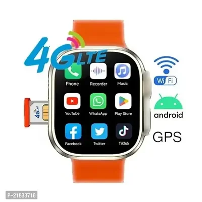 S8 Ultra Pro Smartwatch Fitness Smartwatch with BT v5.0 Mic (Orange Strap, Free Size)