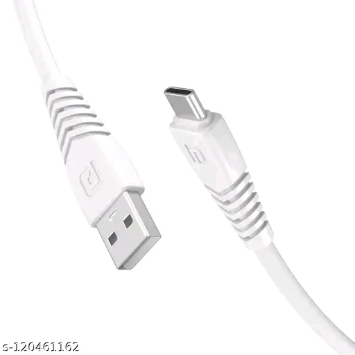 Portronics Konnect Core II 2.4A Fast Charging 1M Type-C Cable for All Type C Smartphones (White)