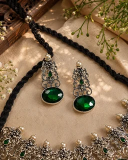 Vintage Green Stone Choker Set