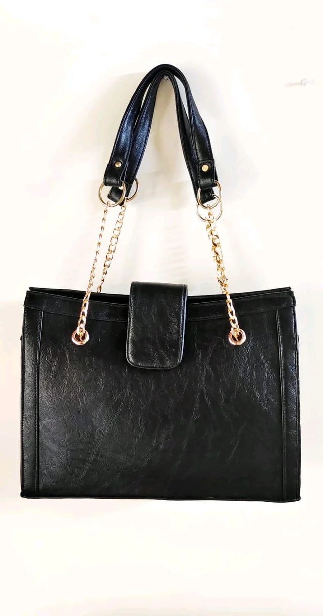 Spacious Office Tote Bag - Rich Black