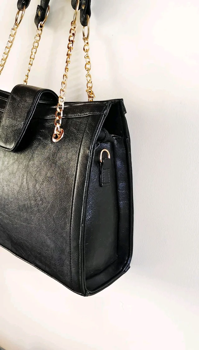 Spacious Office Tote Bag - Rich Black