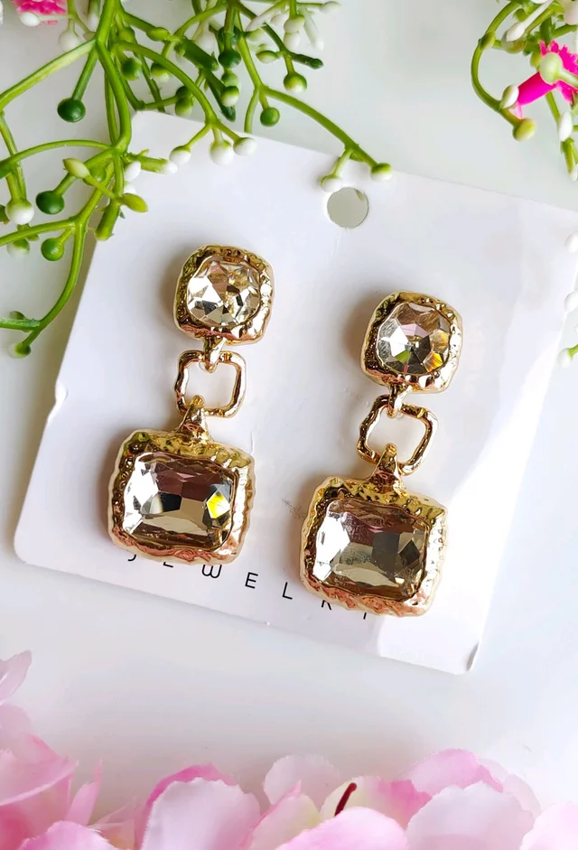 Beautiful Zirconia Statement Drop Earrings - White