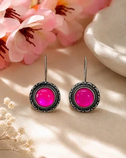Desi Glam Pink Stone Earrings