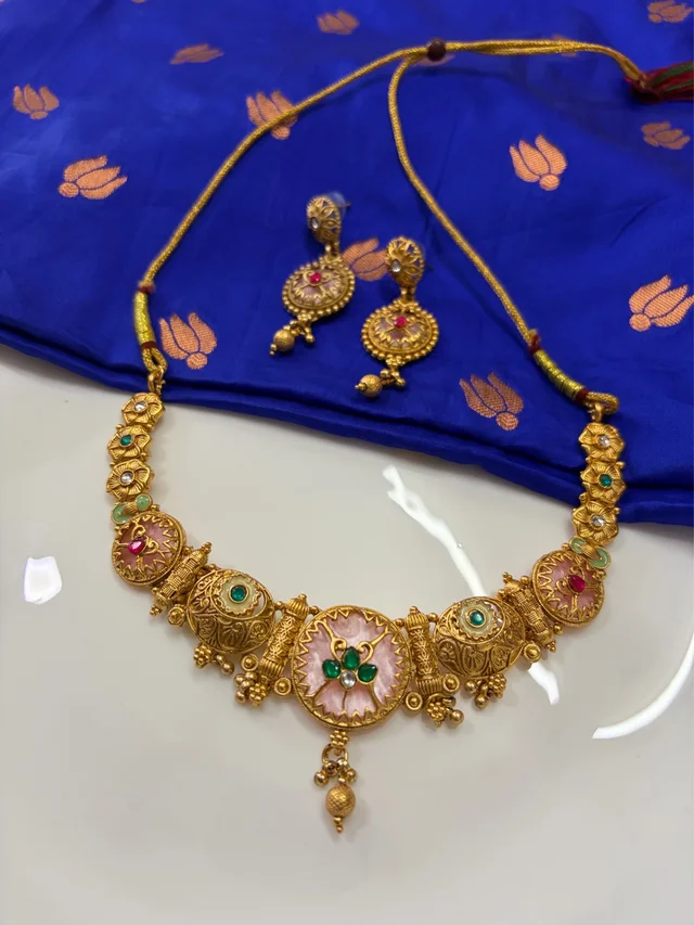 🌸*Regal Pink Stone Traditional Set* 🌸