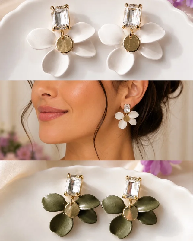 *Bloom Petal Statement Earrings* ✨🌸 - White