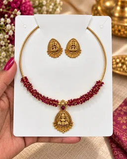 *Divine Lakshmi Temple Hasli Necklace Sets*🌟 - white