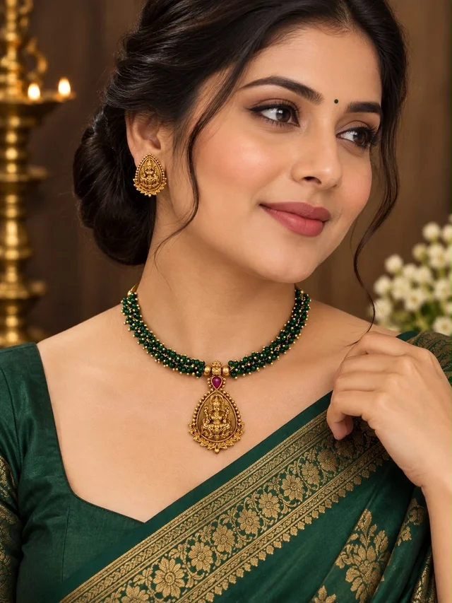 *Divine Lakshmi Temple Hasli Necklace Sets*🌟 - white