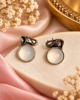 Royal Elephant Stone Stud Earrings ❤️🐘 - Red