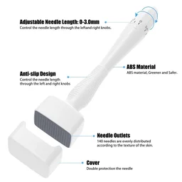 Derma Stamp Adjustable Pen 0mm - 3mm,100 A Titanium micro needles I Amazing Professional Microneedling Pen for Skin Repair, Face, Hair & Beard Growth I Easy to use I Safe and Effective - 0.25 mm to 3.00mm, white