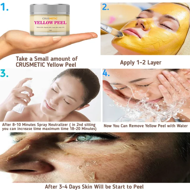 Crusmetic Yellow Peel Reduce Dark Spots | Pigmentation|Improve Skin Colour | Wrinkles and helps in anti-ageing.