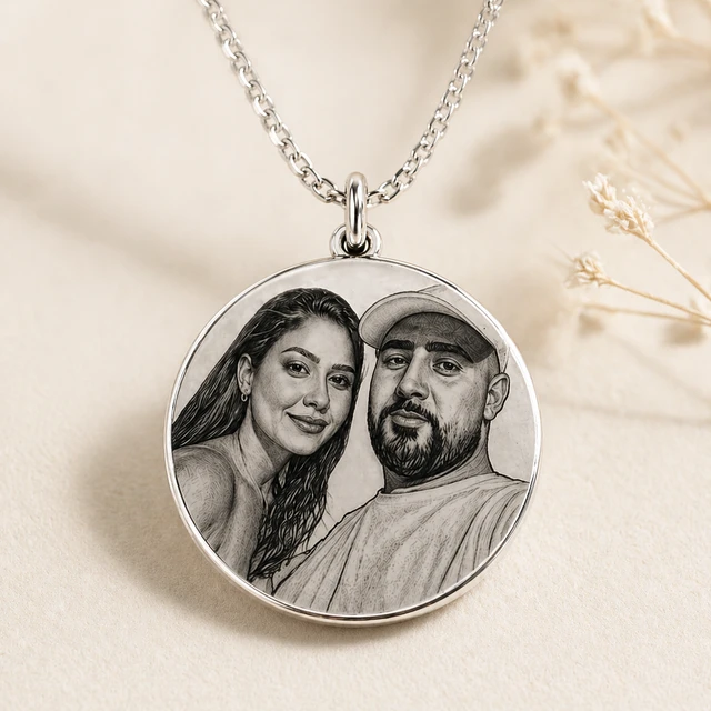 Photo Engraved Coin Necklace