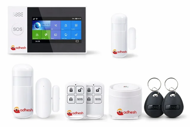 Adhesh Smart Home Security Alarm System Kit with Touch Panel, WiFi + SIM 4G Support, Motion & Door Sensors, Mobile App Control & SOS Alert