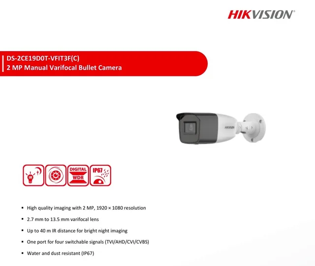 HIKVISION 2MP DS-2CE19DOT-VFIR3F