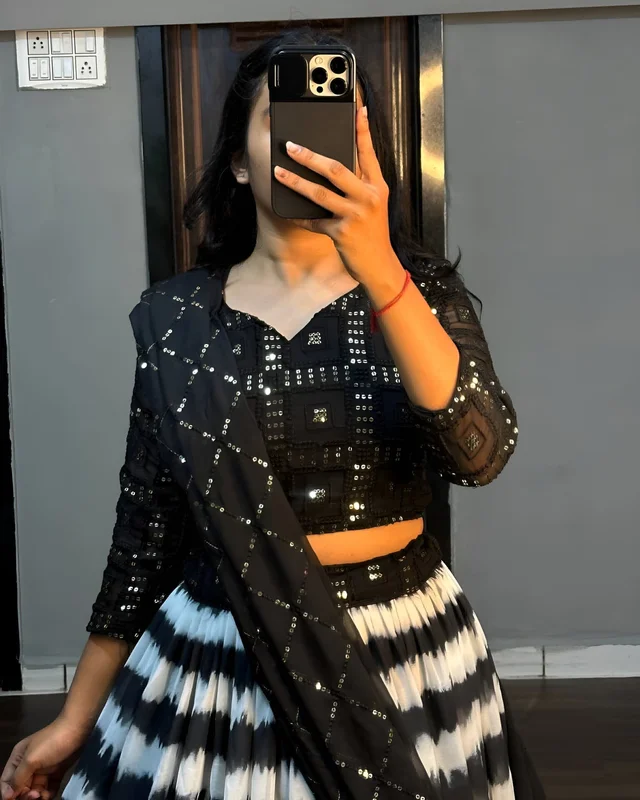 Black Lehenga - Black, S