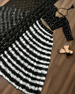 Black Lehenga - Black, M