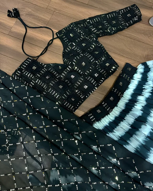 Black Lehenga - Black, XL