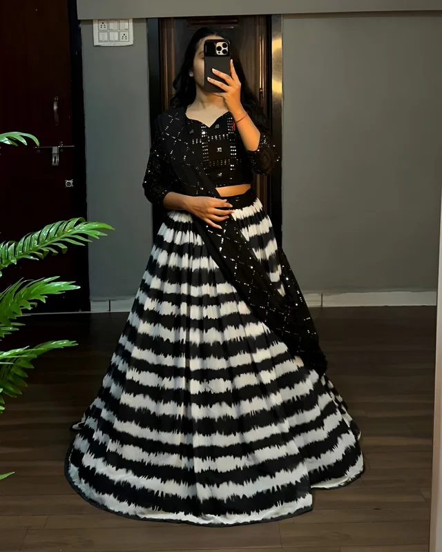 Black Lehenga - Black, 2XL