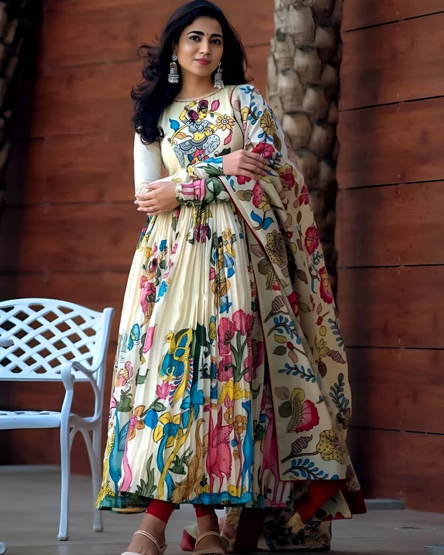 Cream Anarkali - L