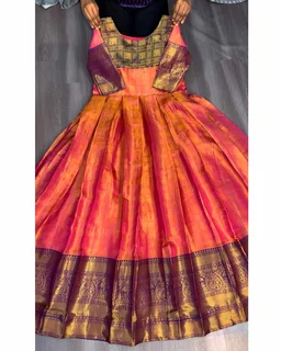 Kanjivaram silk Gown - Free Size, Dark Orange