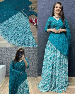 Trendy Lehenga - S, Sky Blue (2)