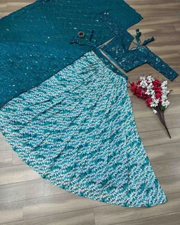 Trendy Lehenga - S, Sky Blue (2)