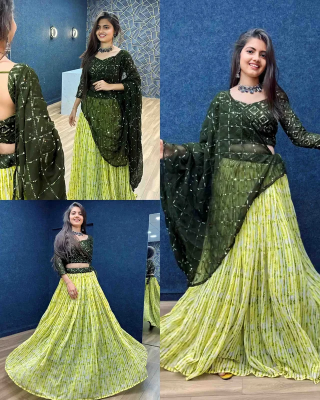 Trendy Lehenga - M, Green (1)