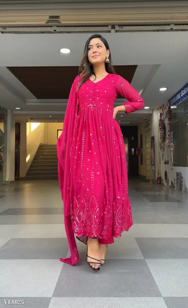 PARTY WEAR LOOK GOWN - L, Wine