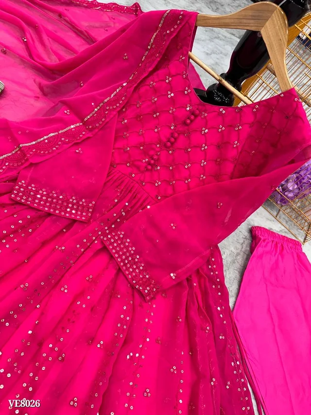 PARTY WEAR LOOK GOWN - XL, Pink
