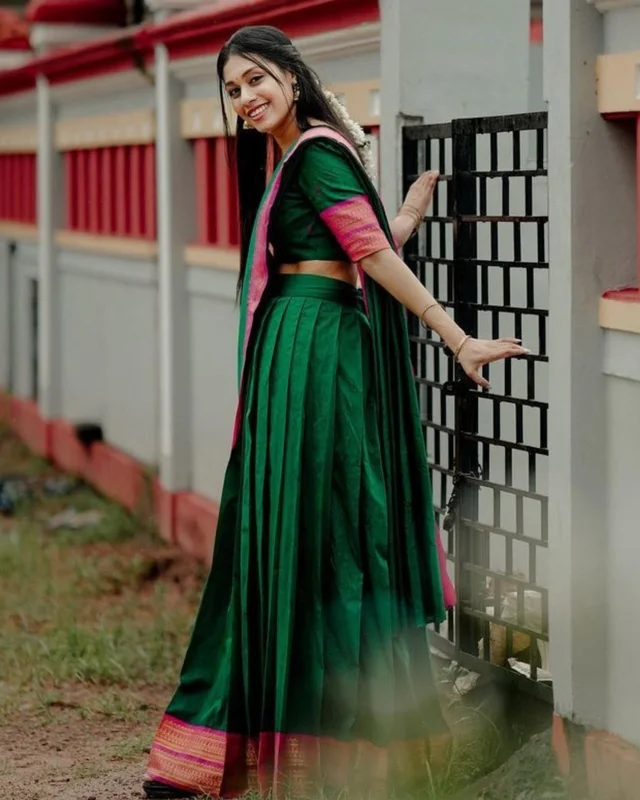 South Indian Traditional Half Saree - Semi Stitched