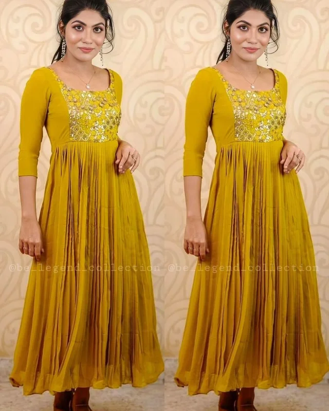 DESIGNER EMBOIDERY ETHNIC WEAR GOWNS - M, Pink