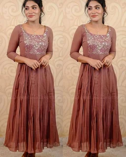 DESIGNER EMBOIDERY ETHNIC WEAR GOWNS - M, Pink