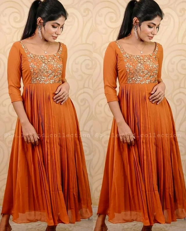 DESIGNER EMBOIDERY ETHNIC WEAR GOWNS - L, Pink