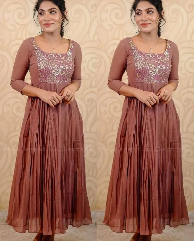 DESIGNER EMBOIDERY ETHNIC WEAR GOWNS - 4XL, Pink