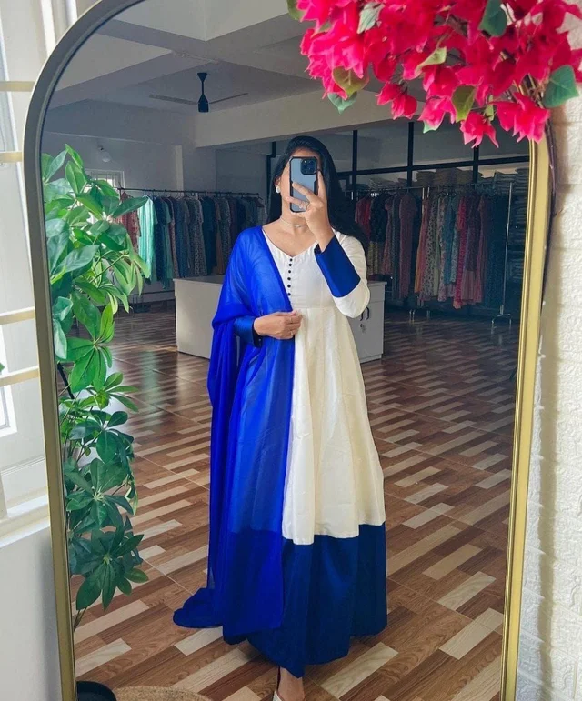 SUPER QUALITY WHITE GOWN DUPATTA - 3XL