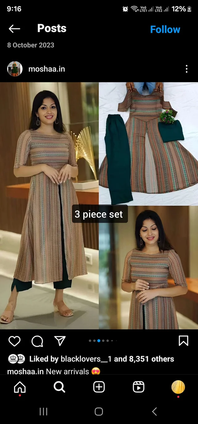 Attractive Georgette koti with Rayon Top and Bottom Kurti for Women - XL