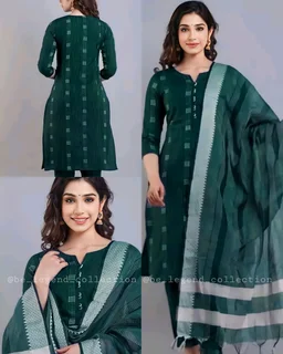 Khadi cotton daily wear kurta sets - Green, XL