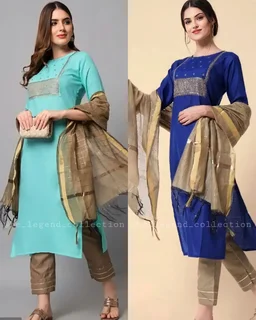 Daily Wear Kurta Set - Green, L
