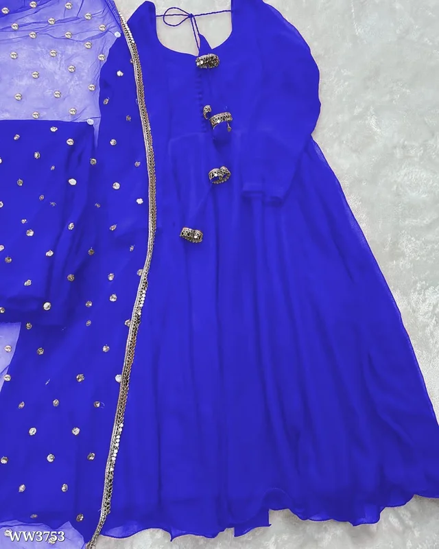PARTYWEAR LOOK ANARKALI GOWN AND FANCY LACE WORK - Blush Pink, 2XL
